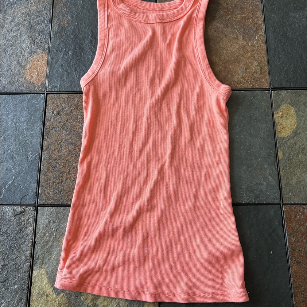 a new day Coral Pink Ribbed Tank Top